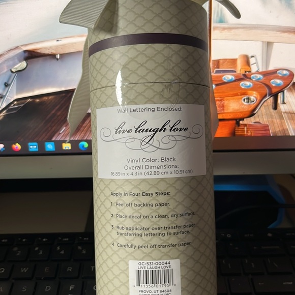 Live laugh love. Vinyl wall quote in black peel and stick Easy on and removable - Picture 3 of 6